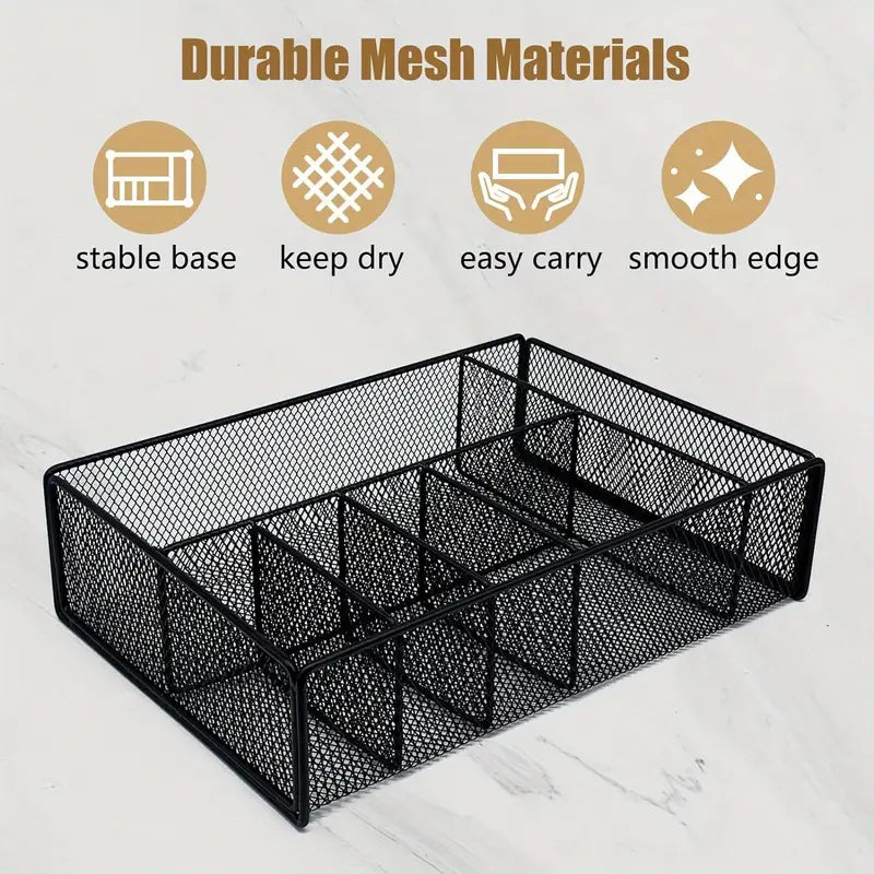 Cutlery Organizer Kitchen Counters & Cabinets - Metal Mesh Tray Home & Office Stationery Storage, Kitchen Organizers