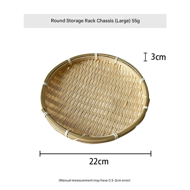 Bamboo woven small basket round square tea fruit cake dried fruit snack dessert multi-layer bamboo storage basket
