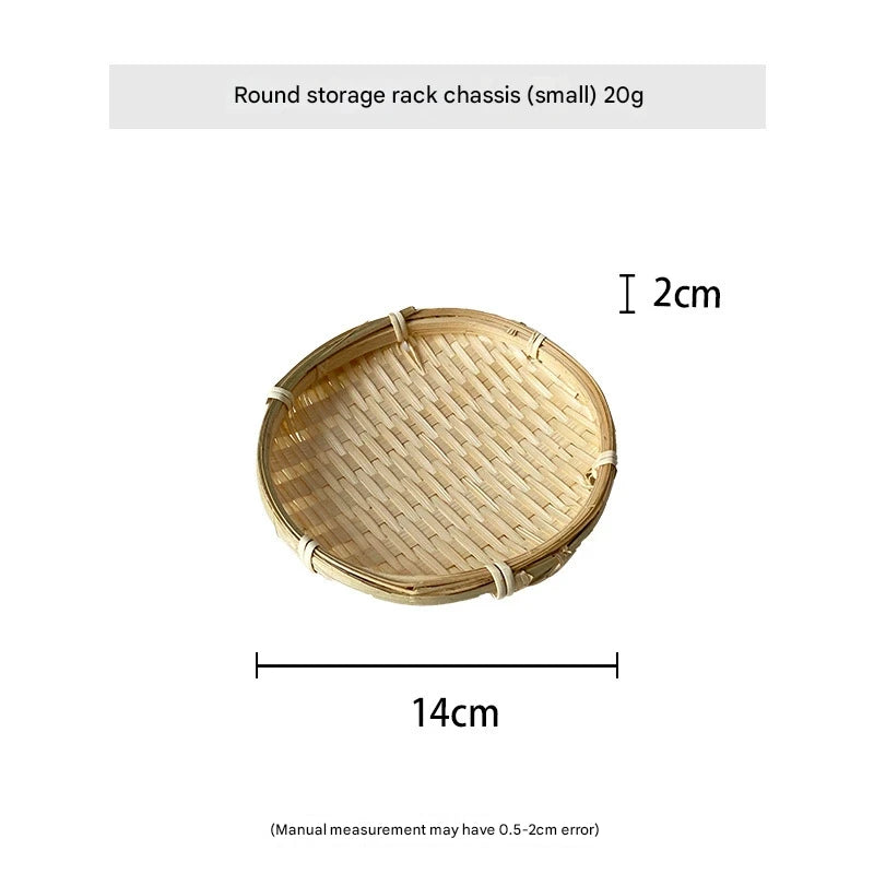 Bamboo woven small basket round square tea fruit cake dried fruit snack dessert multi-layer bamboo storage basket