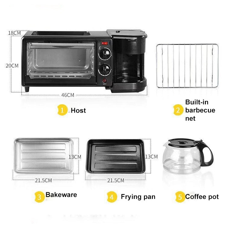3-in-1 breakfast machine household appliances baking oven coffee grill bread machine