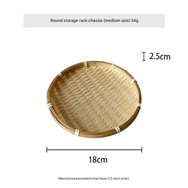 Bamboo woven small basket round square tea fruit cake dried fruit snack dessert multi-layer bamboo storage basket