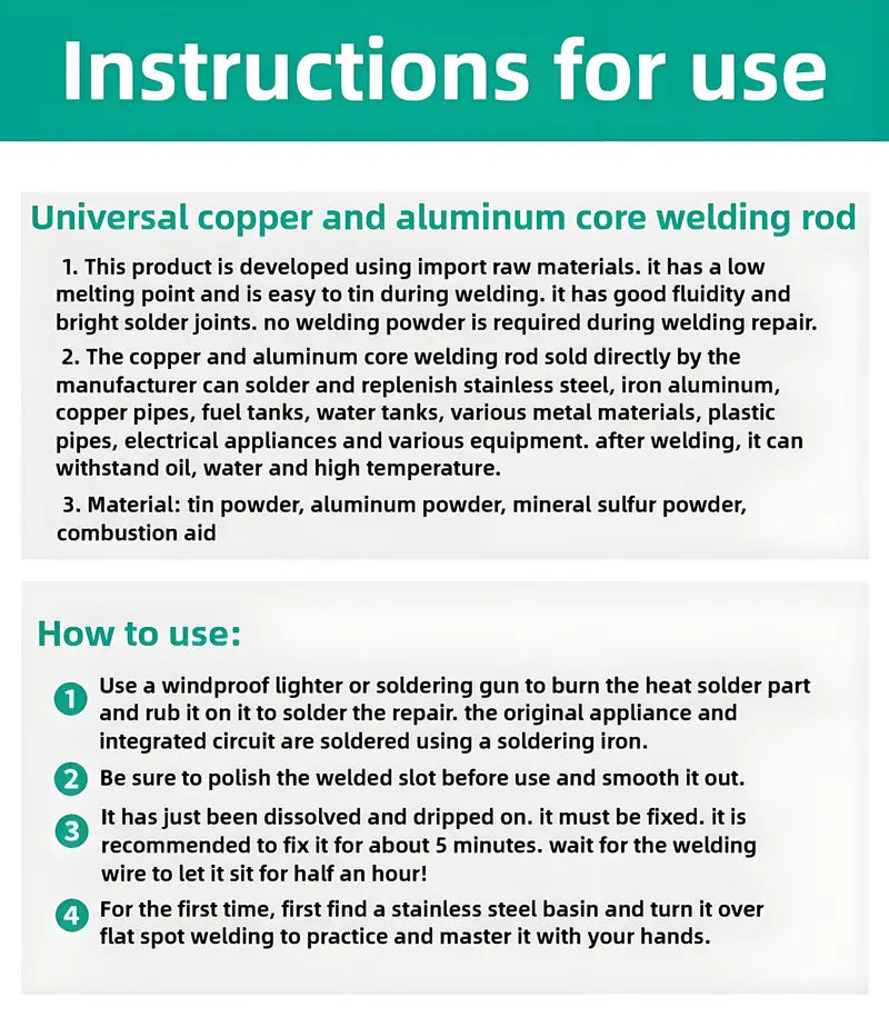 Repair Welding Rod, Household Welding Rod, Repair Copper, Iron, Aluminum Welding Artifact, Universal Stainless Steel Welding Wire Rod