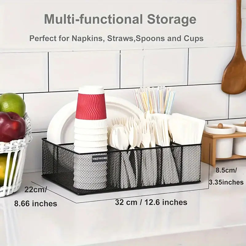Cutlery Organizer Kitchen Counters & Cabinets - Metal Mesh Tray Home & Office Stationery Storage, Kitchen Organizers