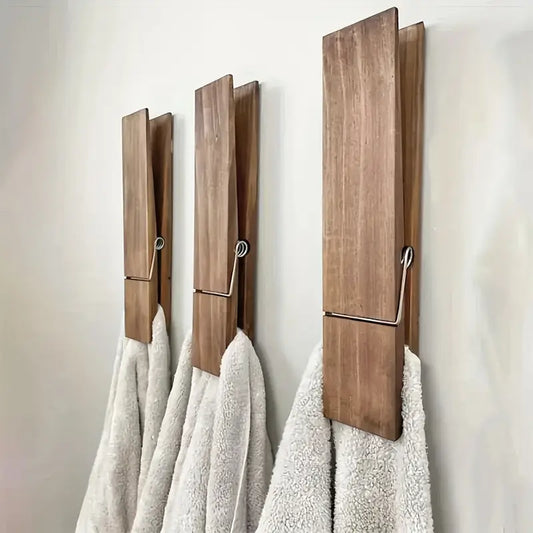 Clip rack wooden towel clip wall-mounted bath towel hook
