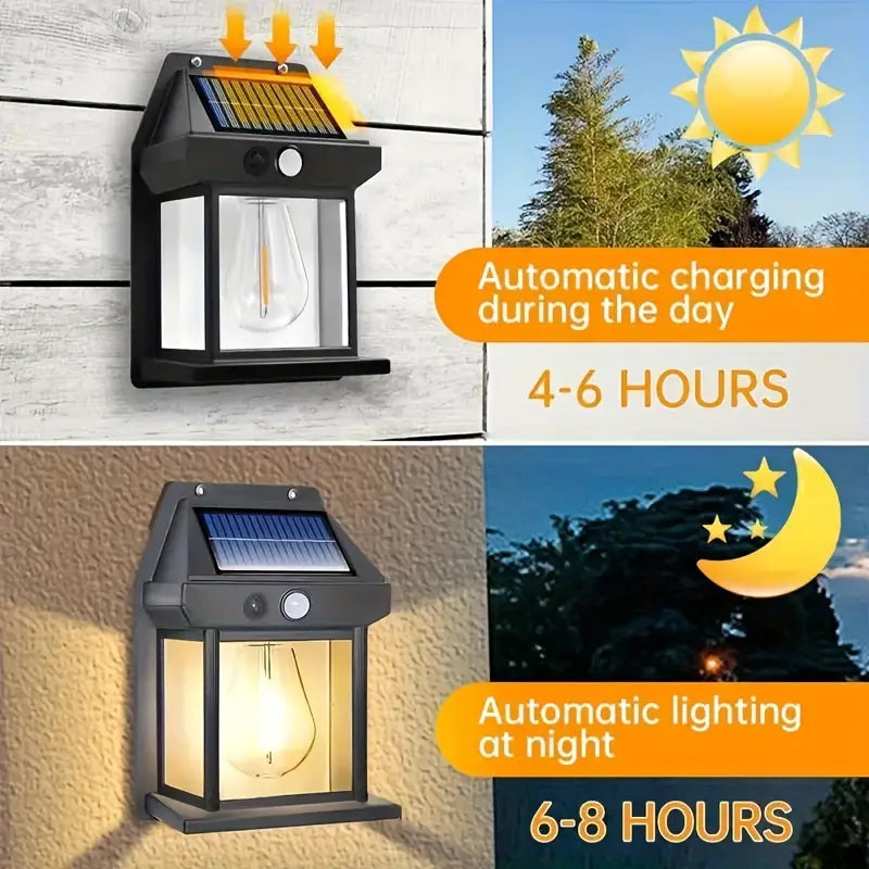 Outdoor Solar Wall Lamp, LED Lamp with Motion Sensor, Solar Garden Decorative Lamp