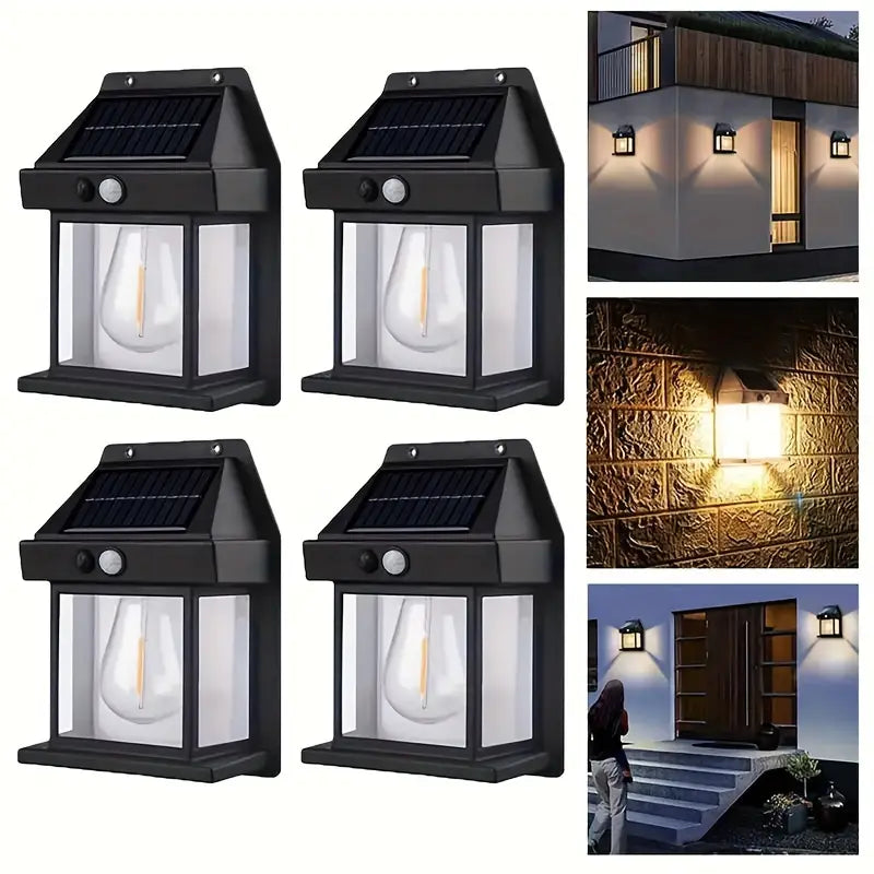 Outdoor Solar Wall Lamp, LED Lamp with Motion Sensor, Solar Garden Decorative Lamp