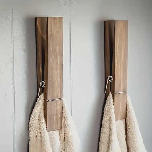 Clip rack wooden towel clip wall-mounted bath towel hook