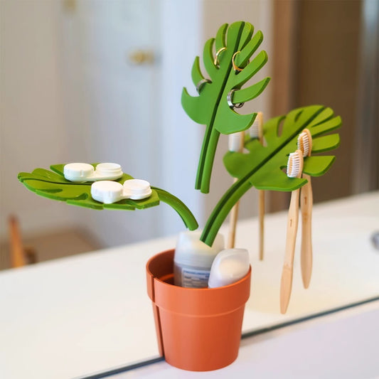 Toilet Organiser, toothbrush storage cute flower pot leaf holder
