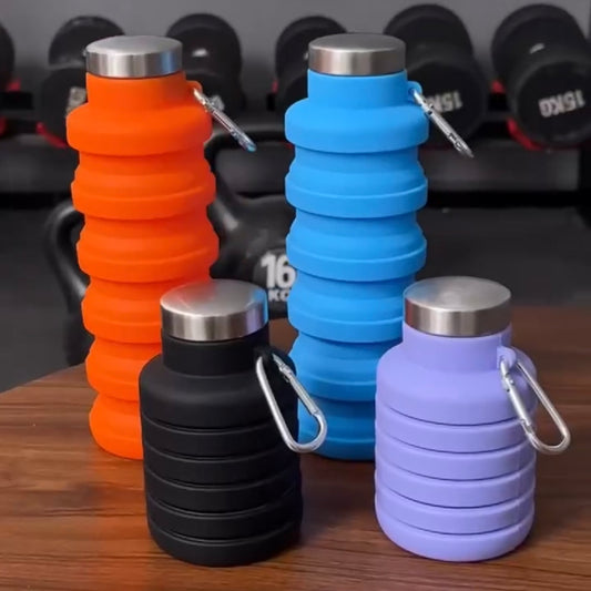 Silicone folding cup 500ml sports water bottle outdoor telescopic decompression water cup