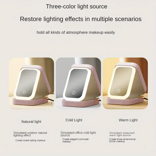 Storage box with light, cosmetic storage mirror bag led jewellery